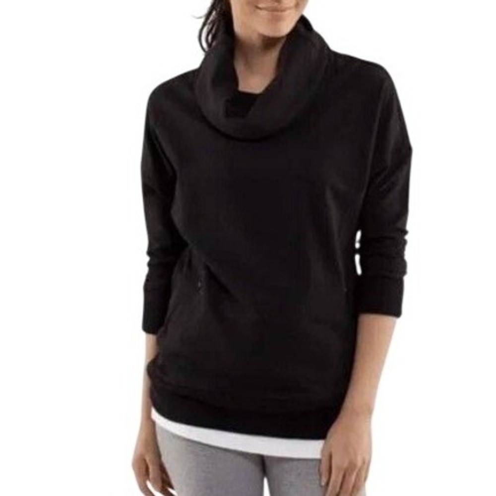 Lululemon‎ Rest Day Cowl Neck Pullover Charcoal Sweatshirt Yoga Womens Size 10